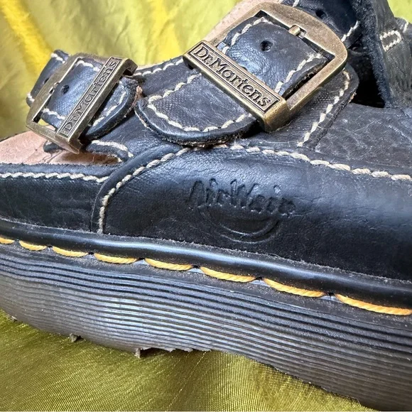 Vintage Dr. Martens Black Leather Platform Fisherman Sandals Made In England - Picture 3 of 10